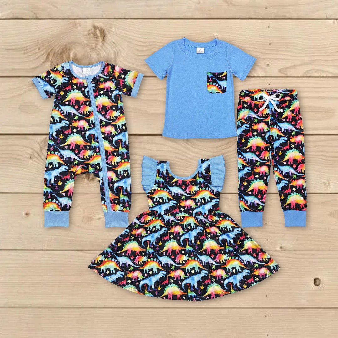 Dinosaur Outfitbaby Girls Dinosaur Dresssister Brother Etsy