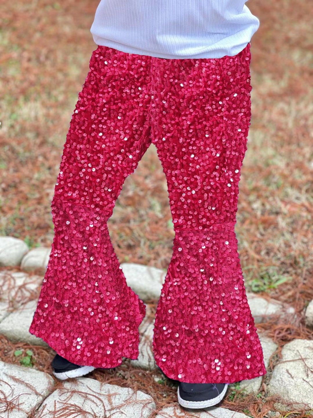 Sequins Bell Bottoms Hot Pink Sparking Bell Bottoms Girls - Etsy