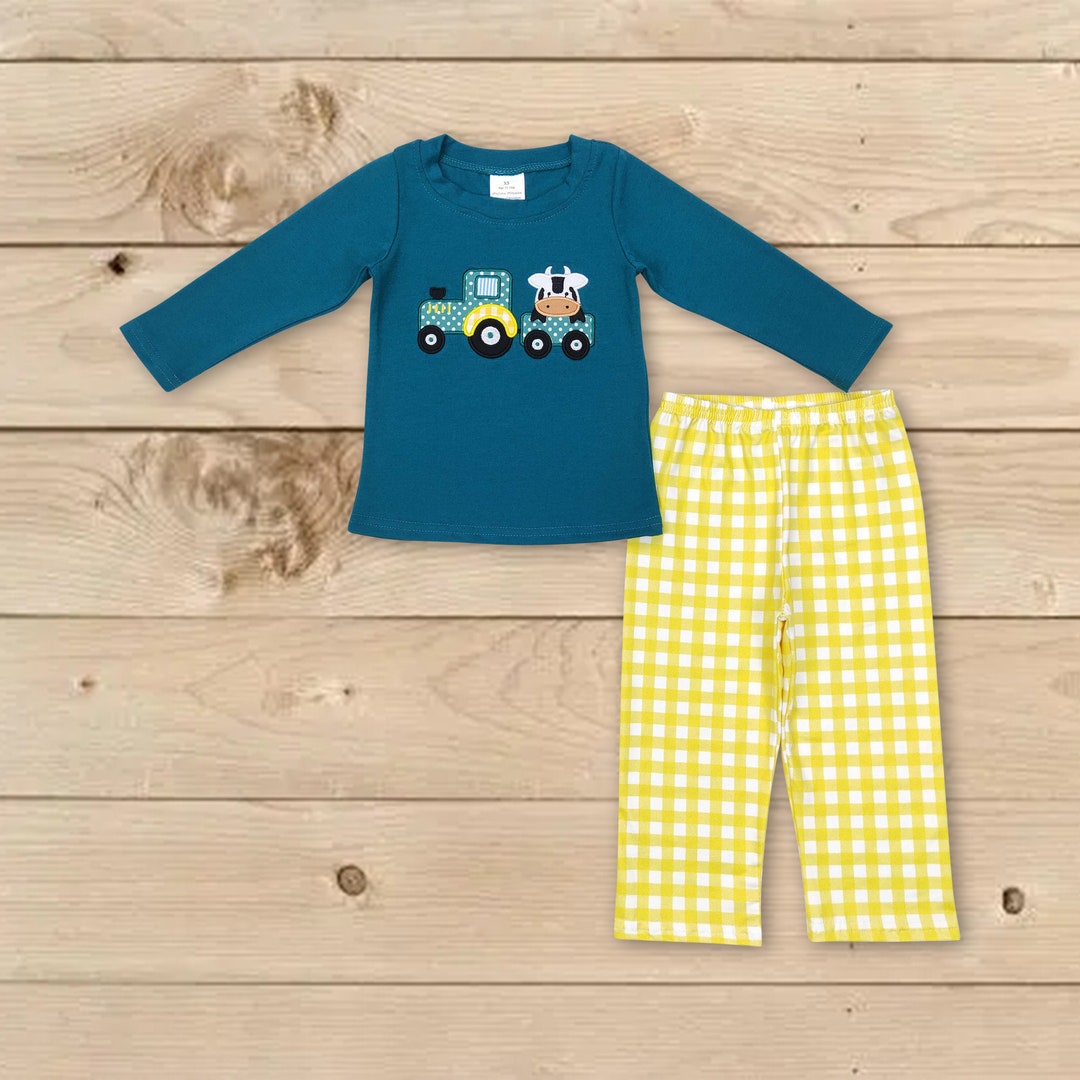 Embroidery Farm Cow Outfit Baby Boy Farm Animal Outfit Farm Etsy