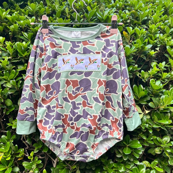 Camouflage Romper,Toddle Girls Mallard Duck Romper,Green Camo Bubble Romper,Baby Girls Camo Outfit,Camo Clothing,Baby Shower Gift,Take Home