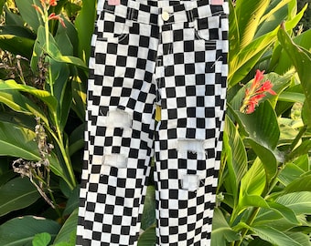 Balck white checkered denim pants, kids jeans pants, baby boy clothes,checkered baby pants, baby denim pants,pink checkered jeans,blue jeans