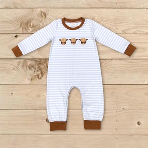 Embroidery cow romper,boy farm cow romper,toddle boy romper,boy cow romper,baby spring romper,baby romper,birthday cow romper