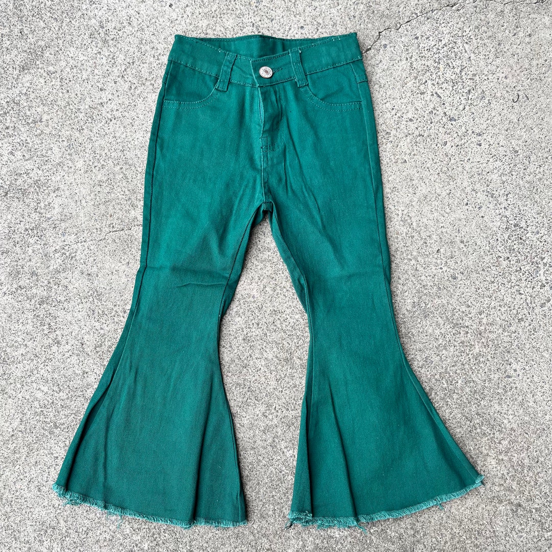 Green Jeans Bell Bottoms Girls Denim Flare Pants Etsy