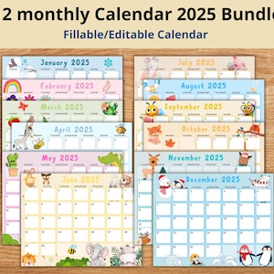 EDITABLE 2025 Calendar Bundle, 2025 Calendar, Wall Calendar 2025, Classroom Calendar, Kids Schedule, Calendar for Kids, Home & Work