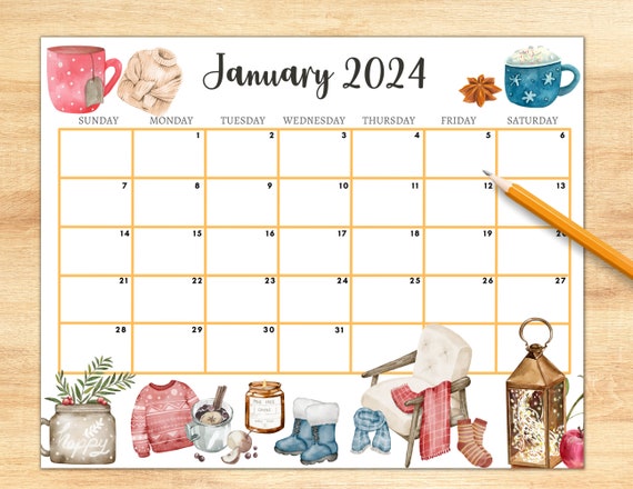 Printable Calendar 2024, Kids Calendar 2024, Homeschool Calendar, Kids  Daily Planner 