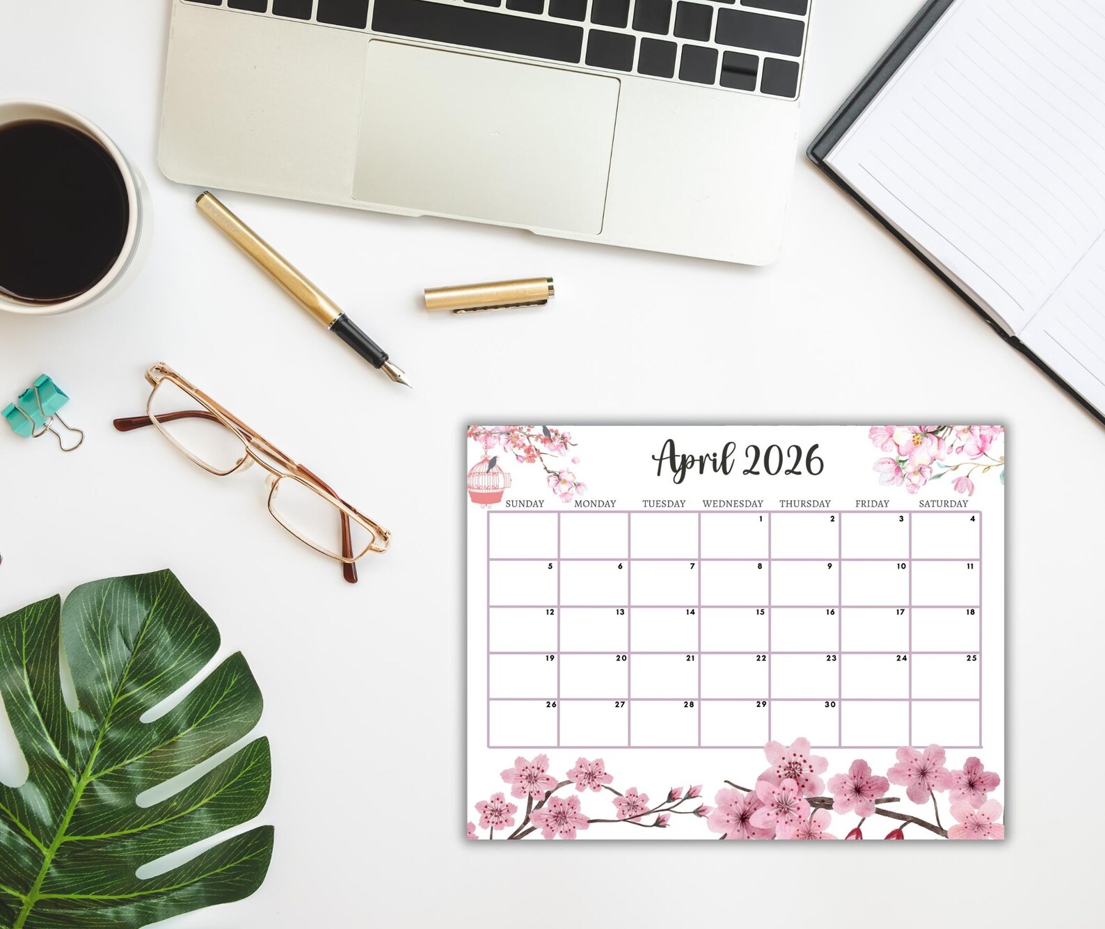 EDITABLE April 2026 Calendar, Printable Fillable Monthly Planner April ...