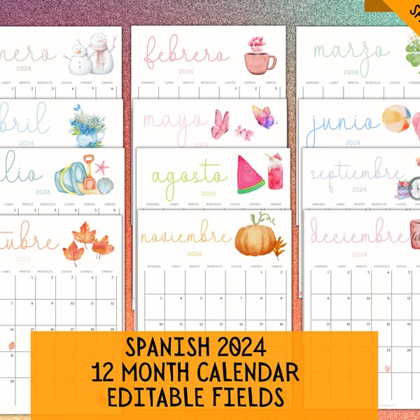 2024 Spanish Calendar Etsy
