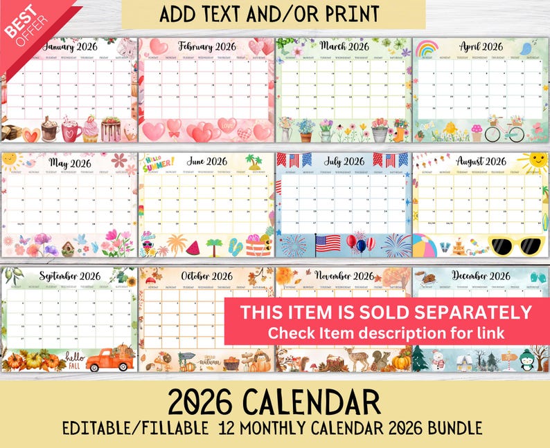 EDITABLE August 2026 Calendar, Printable Monthly Calendar 2026, Back to ...