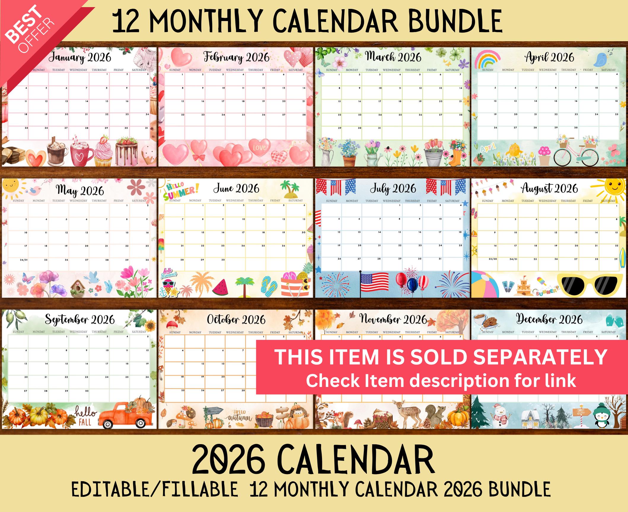 EDITABLE August 2026 Calendar, Cute Summer Calendar With Ocean ...