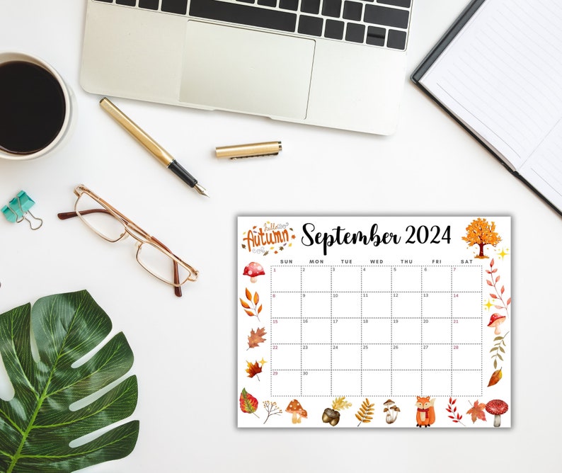 Editable September 2024 Calendar, Printable Calendar, Cute Kawaii Planner, Preschool Schedule ...