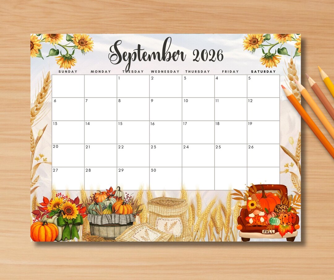 EDITABLE September 2026 Calendar, Printable Monthly Calendar for ...