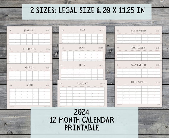 Legal Size Calendar Template 2024