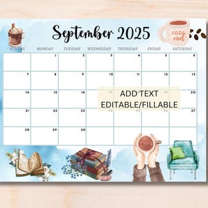 EDITABLE September 2025 Calendar, Printable Classroom for September, Sept 2025 Calendar, Autumn Fall Calendar, Kids Monthly Calendar