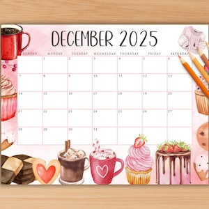 EDITABLE December 2025 Calendar, Printable Fillable Christmas December Planner for Home,School & Office, Fridge Calendar,Office Desk Decor