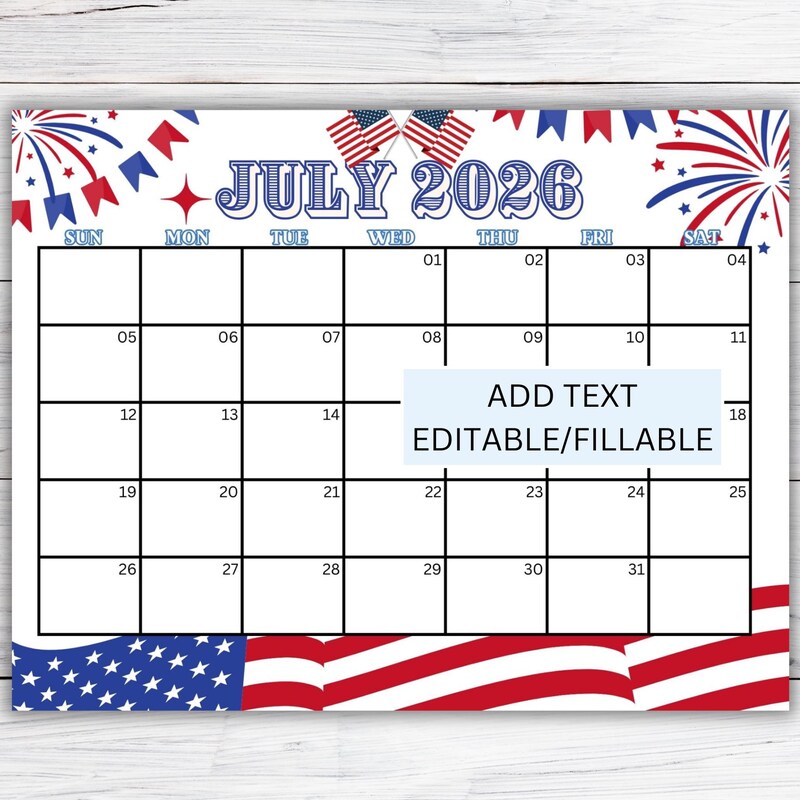 July Calendar Headers - Etsy