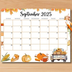EDITABLE September 2025 Calendar, Printable Monthly Calendar 2025, Fall Calendar, 2025 Sep School Calendar, Kids Schedule Classroom Calendar