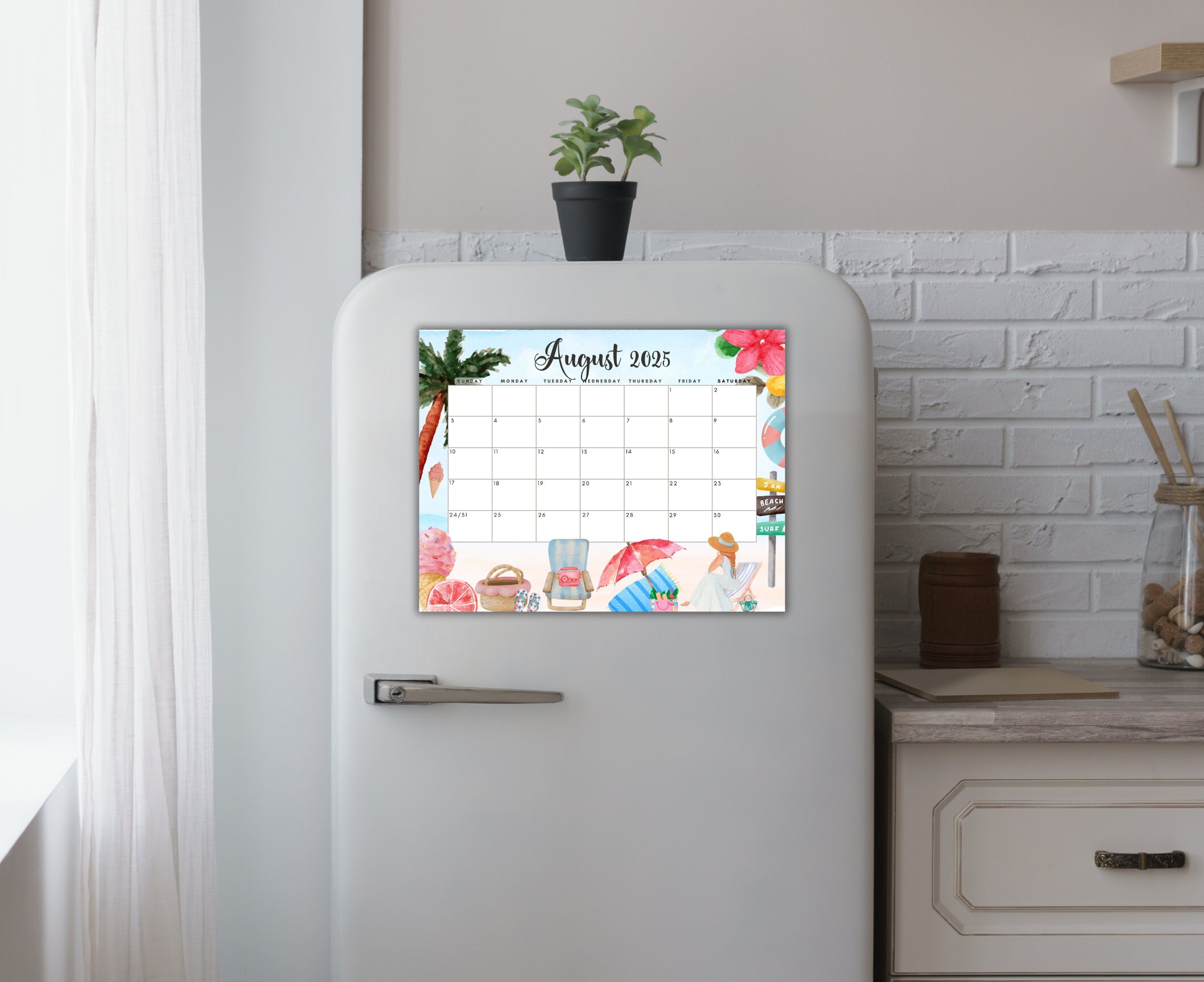 編集可能な2025年月間カレンダーセット、かわいい印刷可能な記入可能な