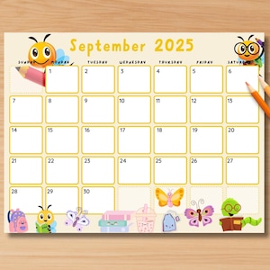 EDITABLE September 2025 Calendar, Printable Fillable Monthly Planner September Calendar Editable Monthly Schedule Printable Calendar Kids