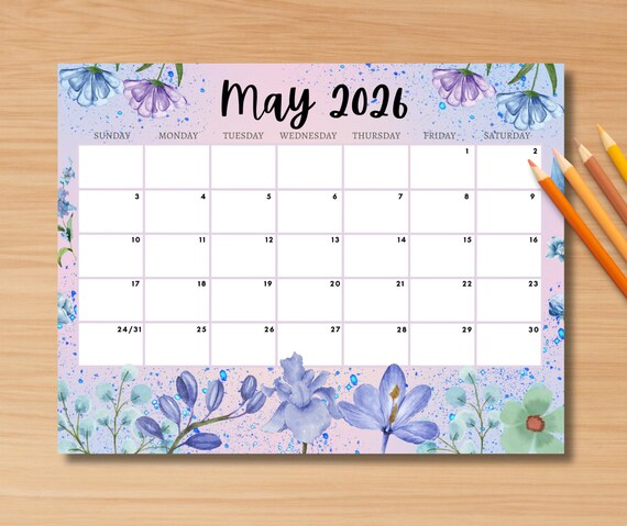 EDITABLE May 2026 Calendar, Printable Fillable Monthly Planner May Calendar Editable Monthly Schedule Printable Calendar Work School