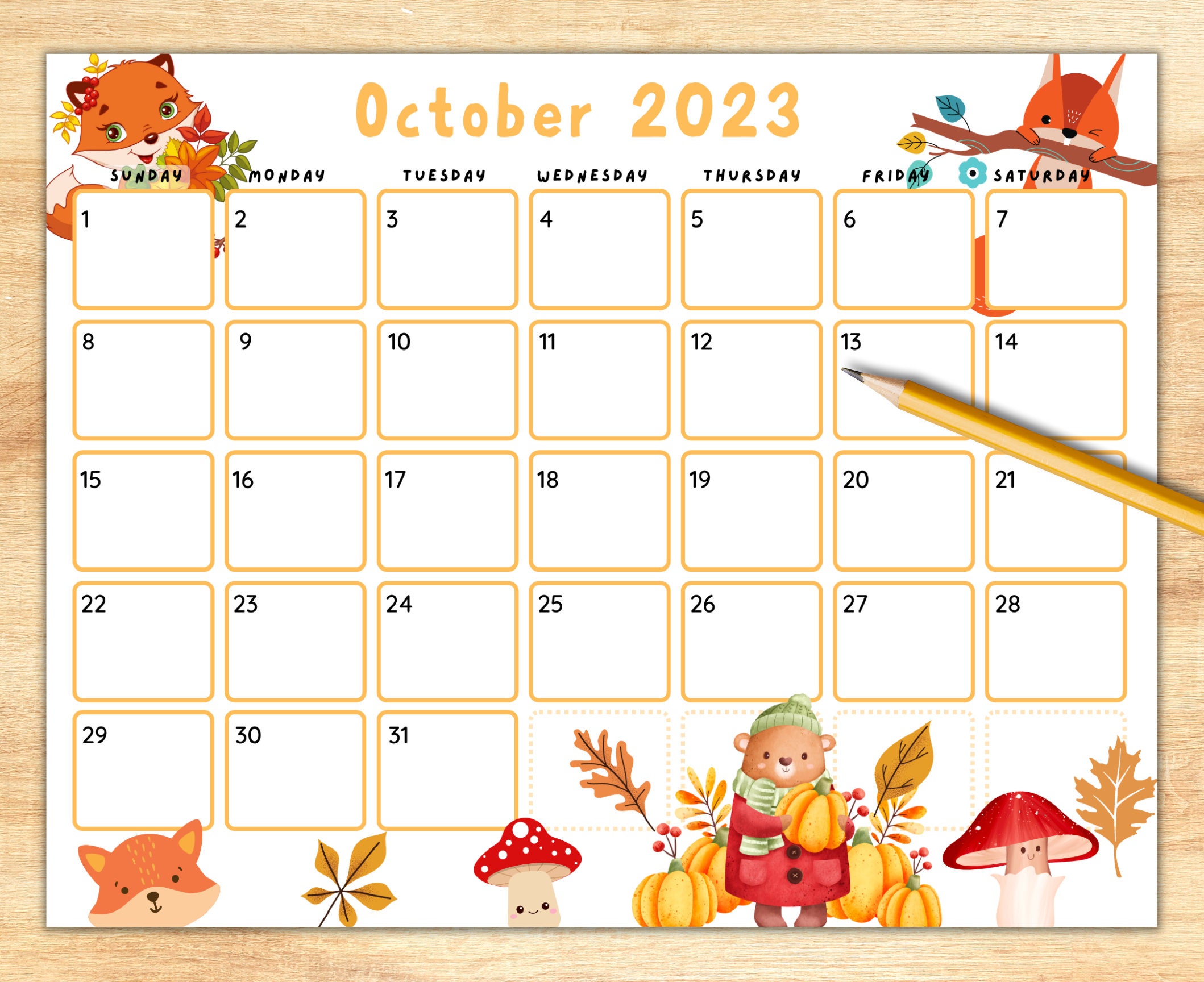 Kids Weekly Calendar Cute Colorful Printable Children's -  Portugal