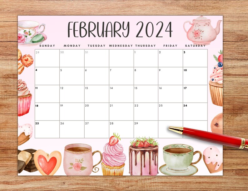 Buy EDITABLE February 2024 Calendar, Printable Wall Calendar 2024 Cute