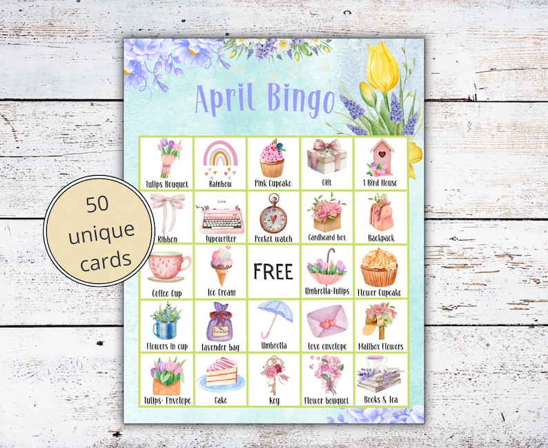 PRINTABLE April Easter Bingo Game With 50 Unique Bingo Cards, Bingo ...
