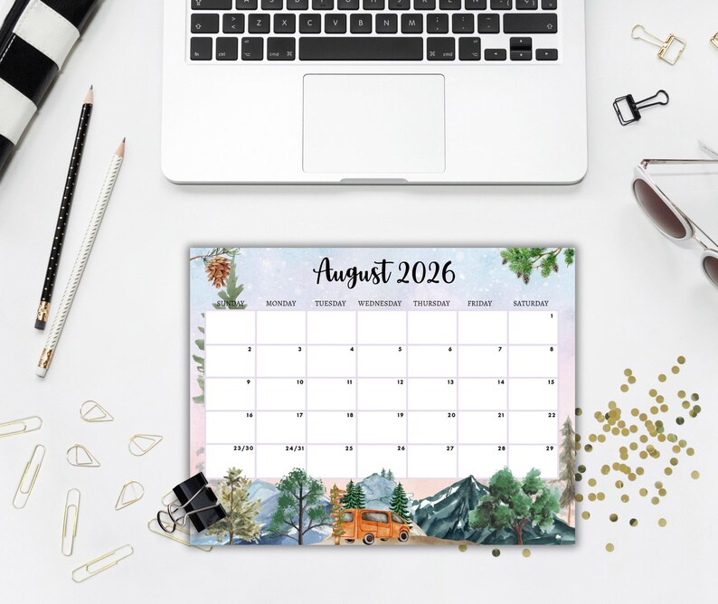 EDITABLE August 2026 Calendar, Printable Wall Calendar 2026, Kids ...