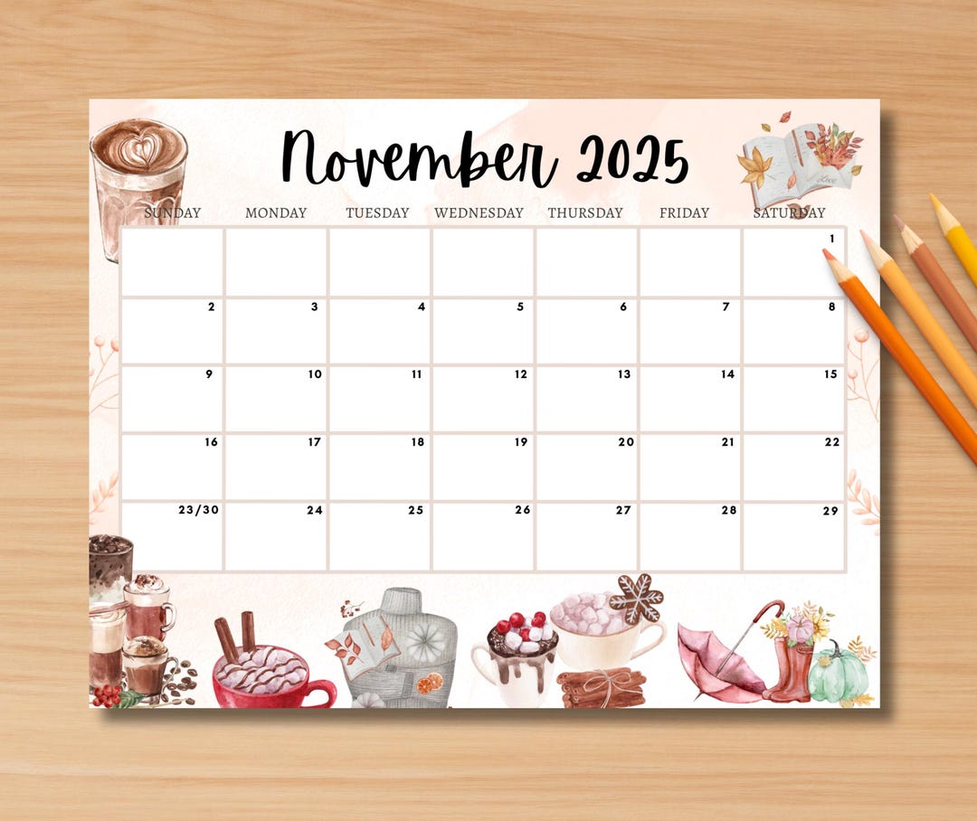 EDITABLE November 2025 Calendar, Cute Autumn 2025 Planner PDF, Cute ...