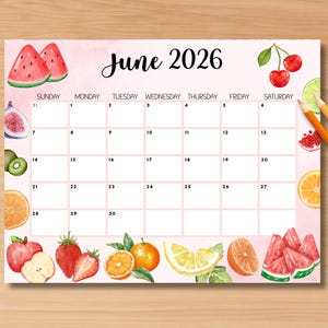 BEWERKBARE kalender juni 2026, afdrukbare maandkalender voor juni, zomerkalender, klaskalender, kalender juni 2026, download