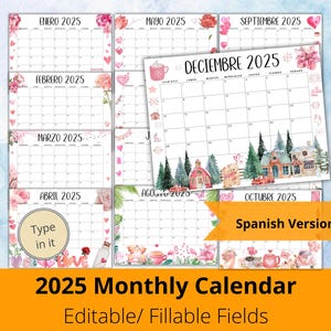 2025 Spanish Calendar, Printable Spanish Calendar, Spanish Monthly Planner, Enero 2025 2025 Calendario Mensual Monthly Planner Espanol PDF