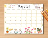 EDITABLE May 2026 Calendar, Printable Fillable Monthly Planner May Calendar Editable Monthly Schedule Printable Calendar Work School Spring