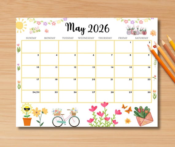 EDITABLE May 2026 Calendar, Printable Fillable Monthly Planner May Calendar Editable Monthly Schedule Printable Calendar Work School Spring