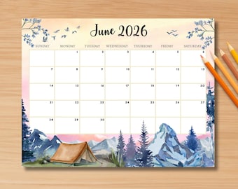 EDITABLE June 2026 Calendar, Printable Fillable Monthly Planner June Calendar Editable Monthly Schedule Printable Calendar Work School