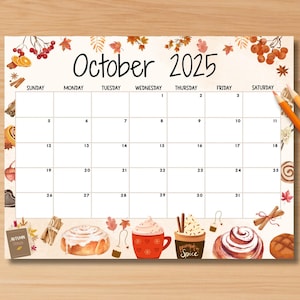 EDITABLE October 2025 Calendar, Printable Monthly Calendar 2025, Hello Autumn Calendar, School Calendar, Kids Schedule, Classroom Calendar