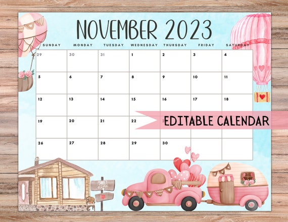 Printable November Calendar 2023 Editable Calendar School -  Portugal