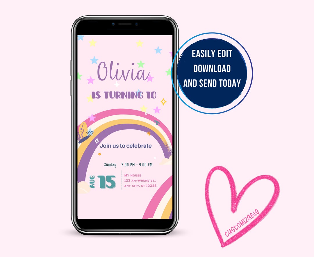 Kids Birthday Party Invitation DIY Digital Canva Template Etsy