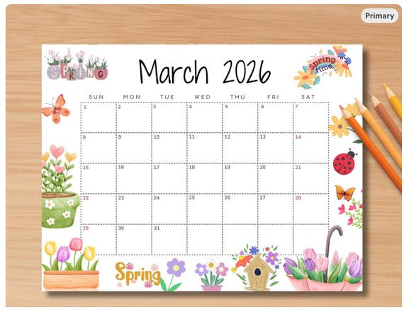 March 2026 Digital Calendar, March 2026 Calendar, Editable ...