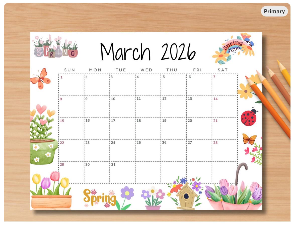 March 2026 Digital Calendar, March 2026 Calendar, Editable ...