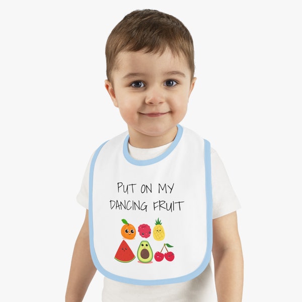 Dancing Fruit Show Baby Bib | Absorbent Bandana | Mealtime For Toddlers | Sensory Food