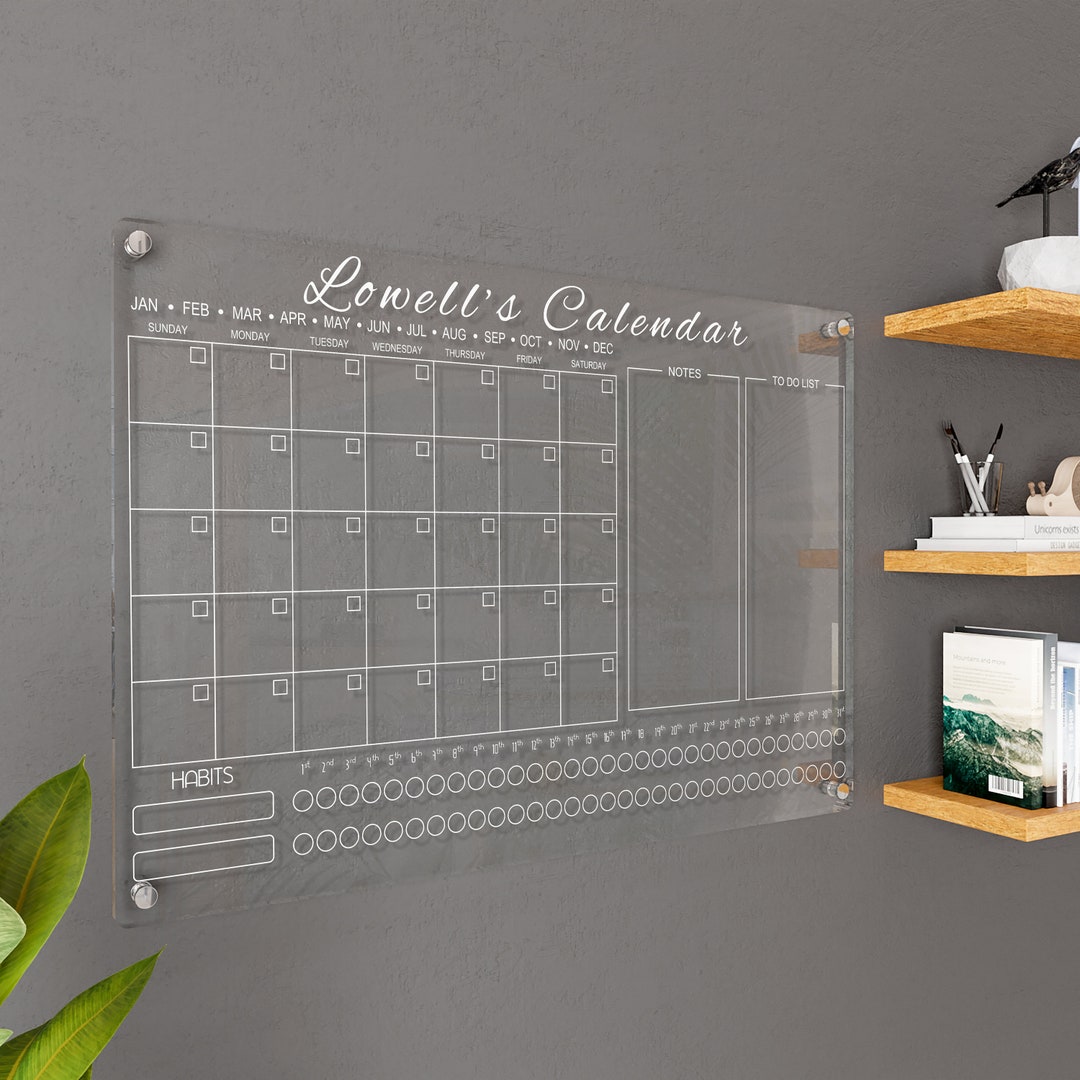 Personalized Acrylic Family Calendar Custom Nursery Planner Etsy