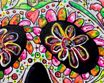 Sugar Skull Glow in the Dark, Original Painting