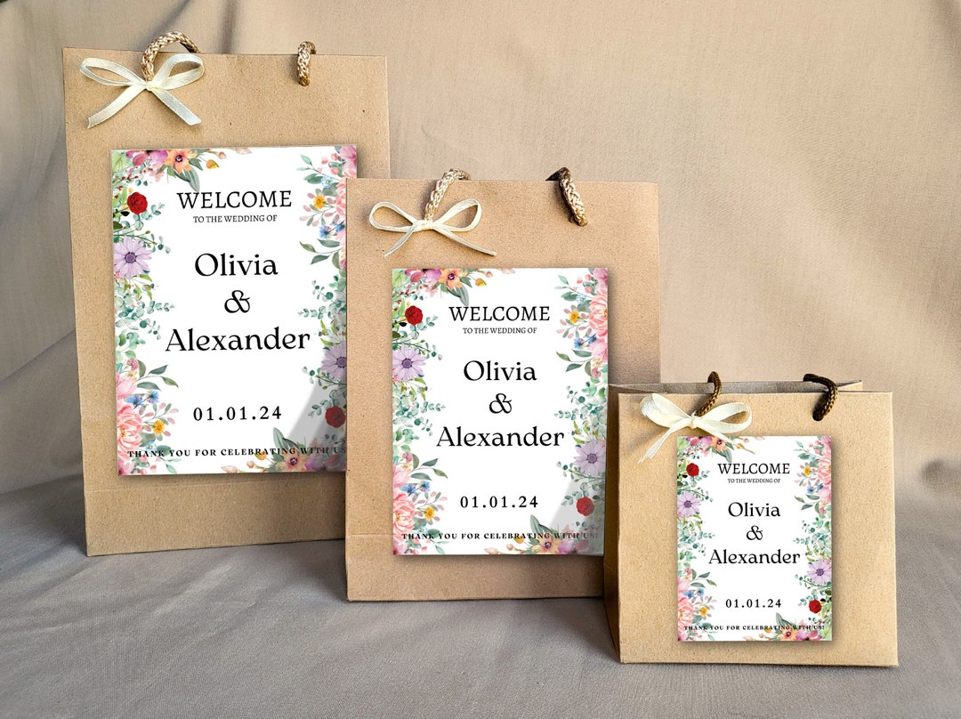 Mr & Mrs Wedding Gift Bag Set - Bridal Shower Gift Bags With Card, Tissue Paper & Envelope