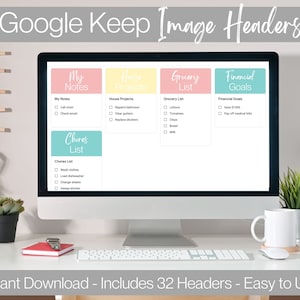 Google Keep Colorful Digital Image Headers for Simple Everyday Organization Productivity Instant Download