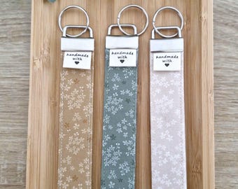 Fabric wristlet, floral key chain wristlet, key wrist strap, key wrist lanyard, key wristlet, wristlet key fob.