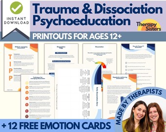 Trauma Dissociation Printouts | Trauma Therapy DBT PTSD Therapy Worksheet Therapy Tools Social Emotional Learning CBT Book Trauma Trigger