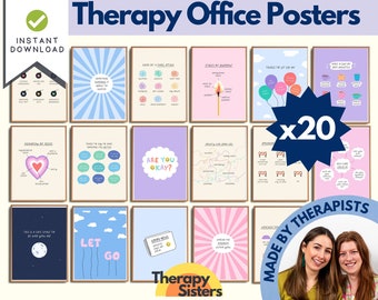 20 x Therapy Office Decor Poster | Confidentiality Therapy Office Art Counselling Office Anxiety DBT Resource Feelings Poster ACT Acceptance