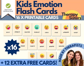 16 Kids Emotion Cards | Teen therapy Card Deck DBT Cards Counselling Tool Therapy Resource Psychology Tool School Counsellor  CBT Cards DBT