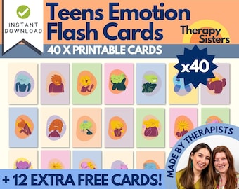 40 Adolescent Emotion Cards | Teen therapy Card Deck Counselling Tool Therapy Resource Psychology Tool School Counsellor DBT Cards CBT Cards