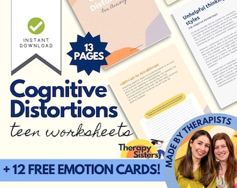 Cognitive Distortion Workbook | Thinking Errors CBT Therapy Cognitive Behavioral Therapy Therapy Gift Mental Health Self Help CBT Cards