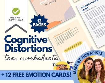 Cognitive Distortions Worksheets | Process Unhelpful Thinking Styles Therapy Worksheets Psychology Coping Skills DBT Print CBT Resource